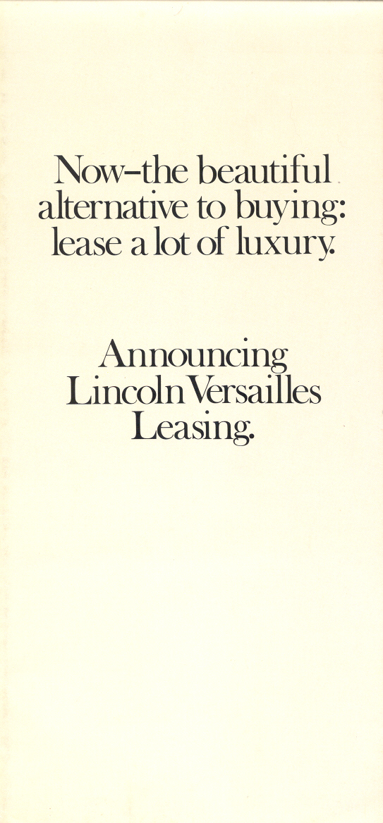 1979 Lincoln Versailles Leasing Folder